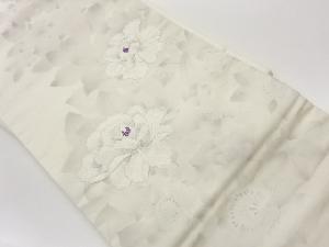 牡丹・花々模様刺繍名古屋帯